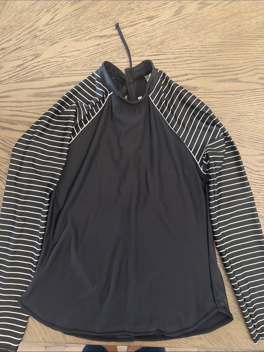 all in motion Black Long Sleeve Raglan Tee with Striped Sleeves